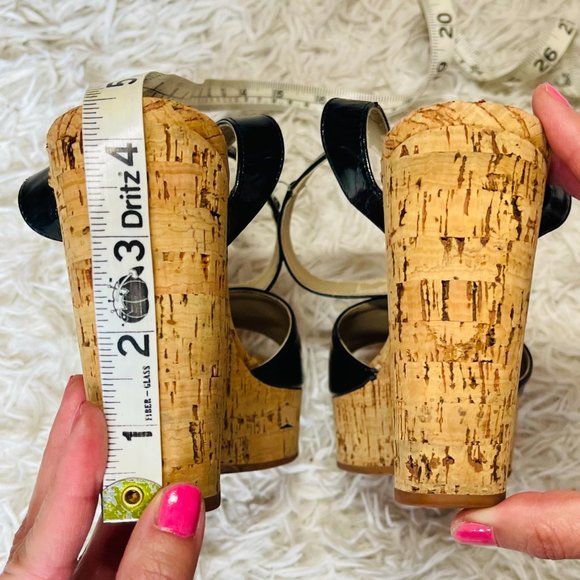 Stella McCartney Black Vegan Patent Leather Cork Platform Sandal Size 37 - Picture 5 of 10